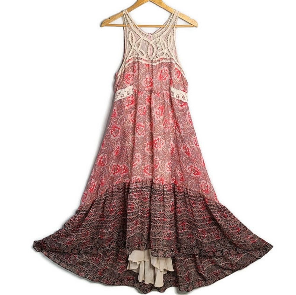 Free People Native Rose Lace Yoke Maxi Dress